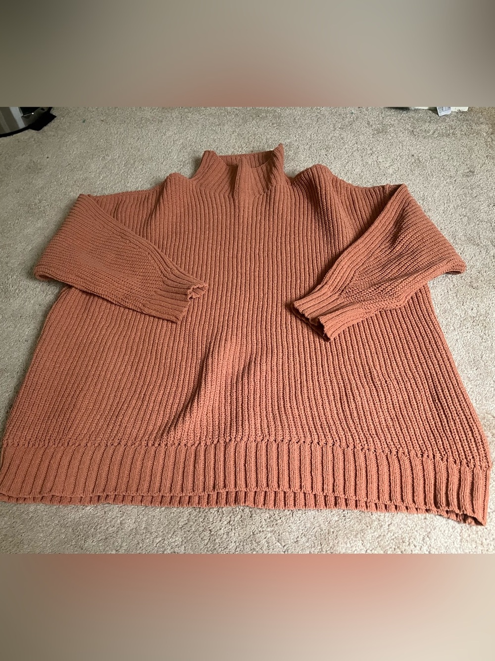 aerie Chenille Ribbed High-Neck Sweater in Rusty Terracotta